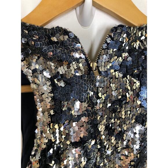 Jay Godfrey Navy Stanfield Dress Sequined Evening Prom Mermaid Gown Maxi Size 10 - Picture 10 of 12